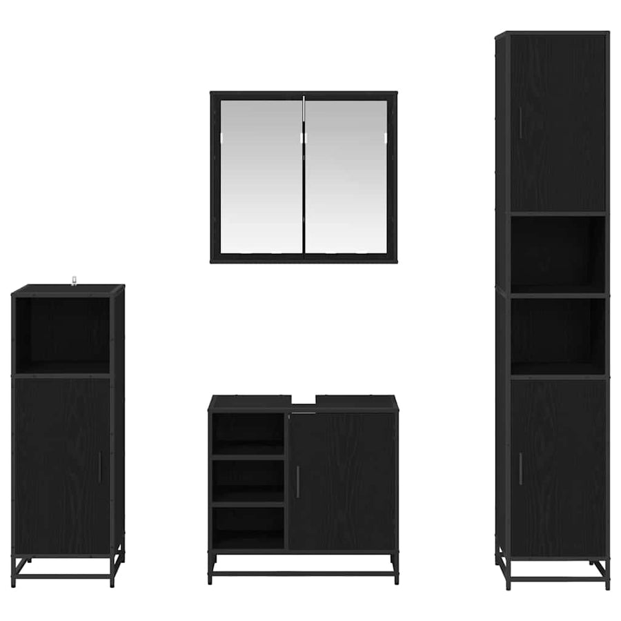 Badkamermeubelset met opslag 4 pcs Zwart eiken 65 x 33 x 60 cm