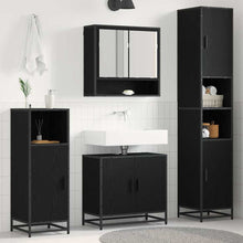 Badkamermeubelset met plank 4 pcs Zwart Eiken Bewerkt hout