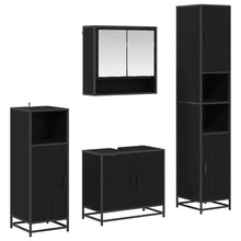 Badkamermeubelset met plank 4 pcs Zwart Eiken Bewerkt hout