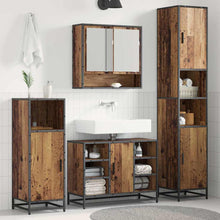 Badkamermeubelset met plank 3 pcs Oud Hout Bewerkt hout