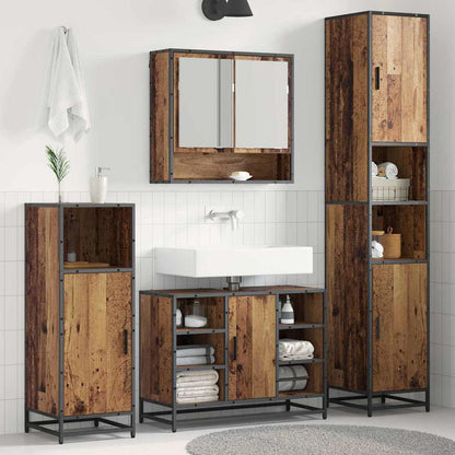 Badkamermeubelset met plank 3 pcs Oud Hout Bewerkt hout
