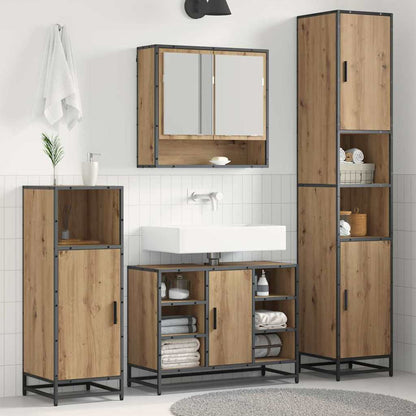 Badkamermeubelset met plank 3 pcs Artisan Eiken Bewerkt hout