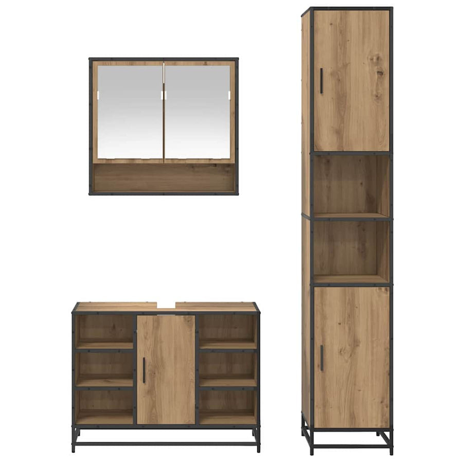 Badkamermeubelset met plank 3 pcs Artisan Eiken Bewerkt hout