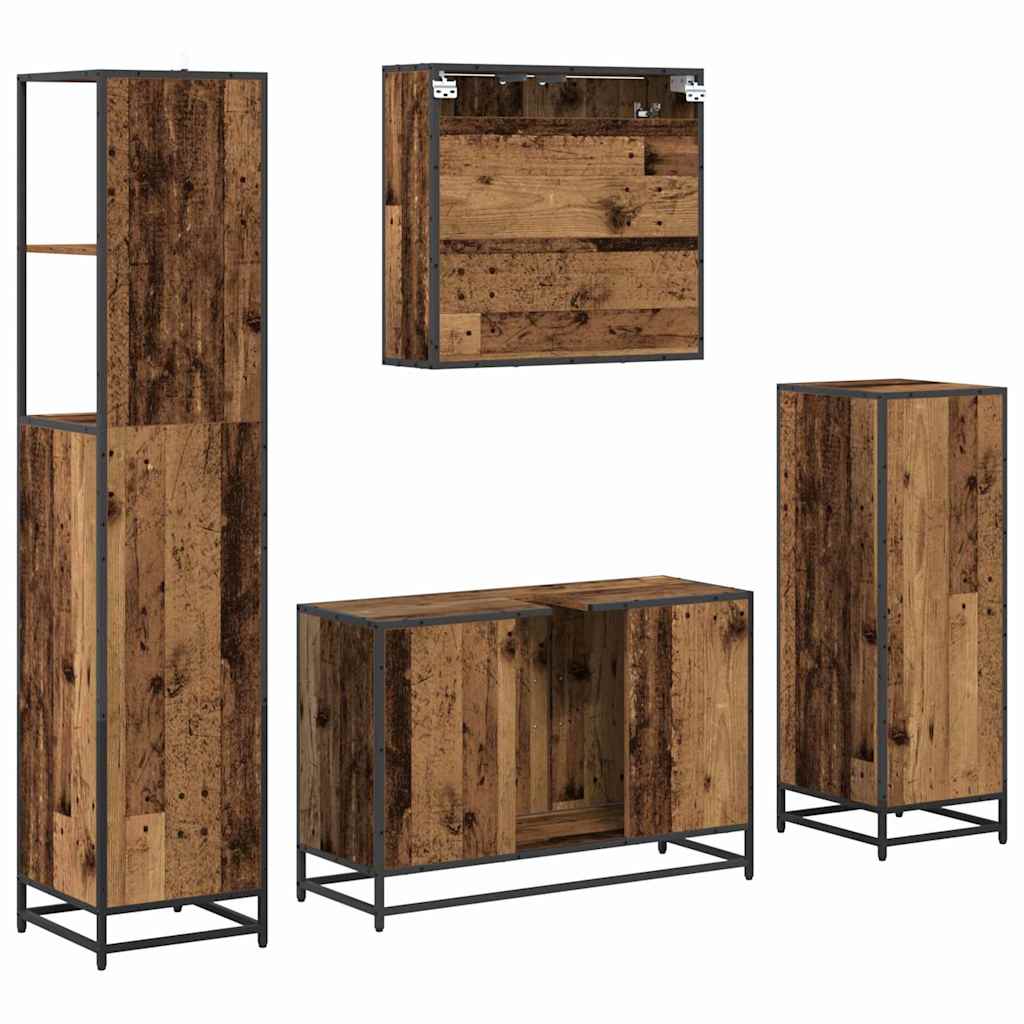Badkamermeubelset 4 pcs Oud hout 90 x 33 x 60 cm Bewerkt hout