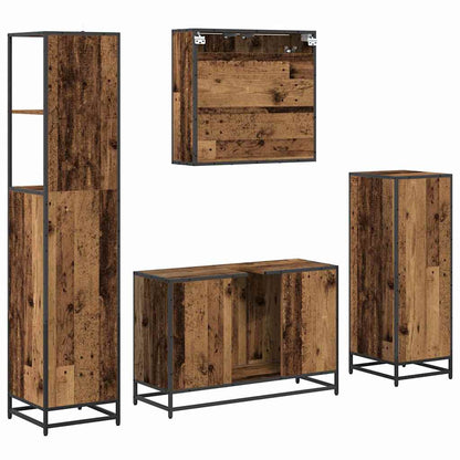 Badkamermeubelset 4 pcs Oud hout 90 x 33 x 60 cm Bewerkt hout