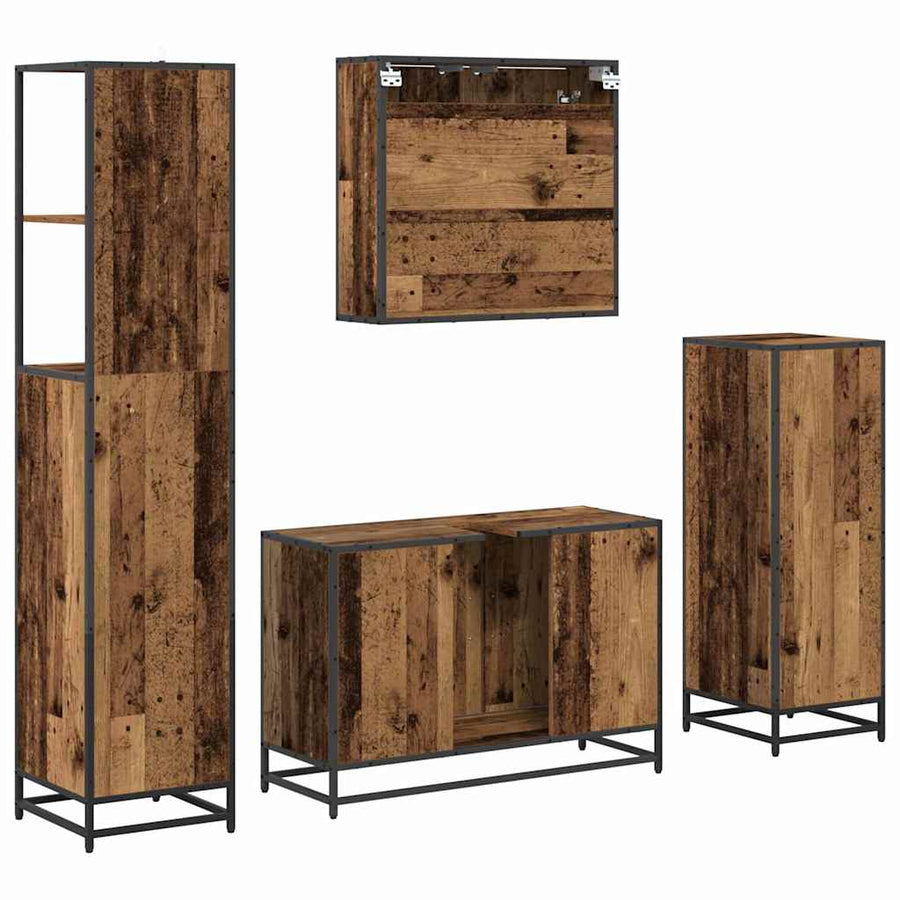 Badkamermeubelset 4 pcs Oud hout 90 x 33 x 60 cm Bewerkt hout