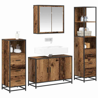 Badkamermeubelset 4 pcs Oud hout 90 x 33 x 60 cm Bewerkt hout