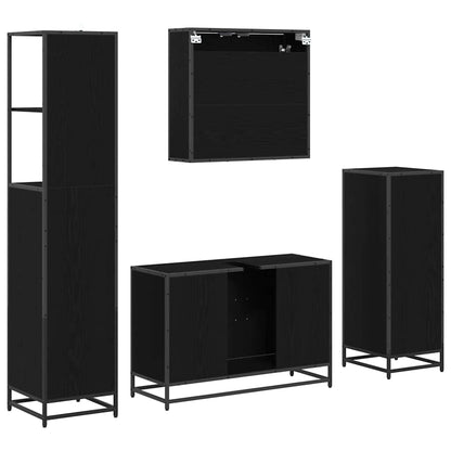 Badkamermeubelset met lade 4 pcs Zwart eiken 90 x 33 x 60 cm