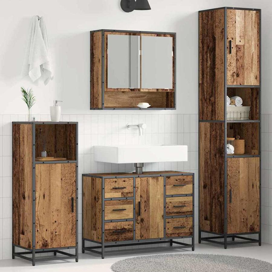 Badkamermeubelset Met Lade 3 Pcs 35 X 37.5 X 188.5 Cm Oud hout