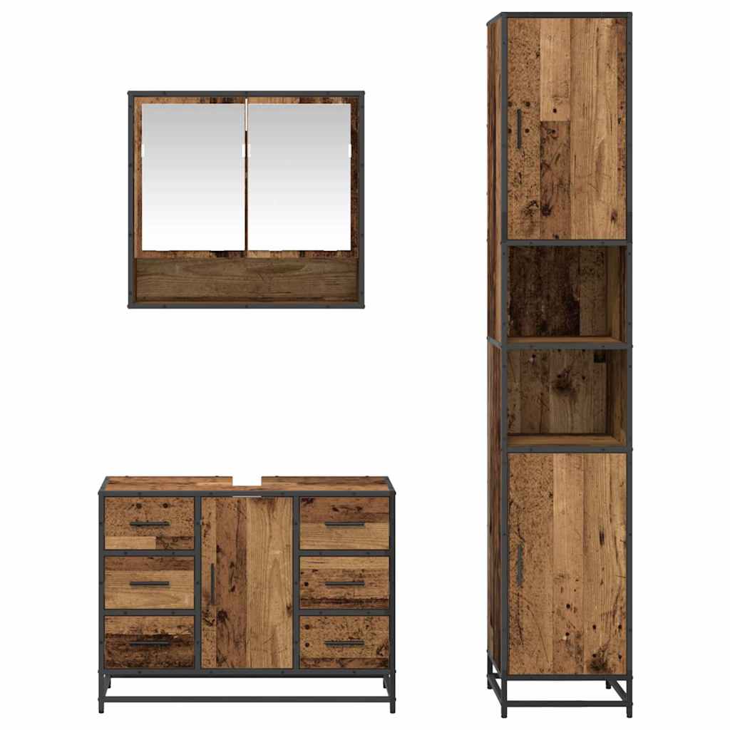 Badkamermeubelset Met Lade 3 Pcs 35 X 37.5 X 188.5 Cm Oud hout