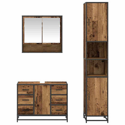 Badkamermeubelset Met Lade 3 Pcs 35 X 37.5 X 188.5 Cm Oud hout
