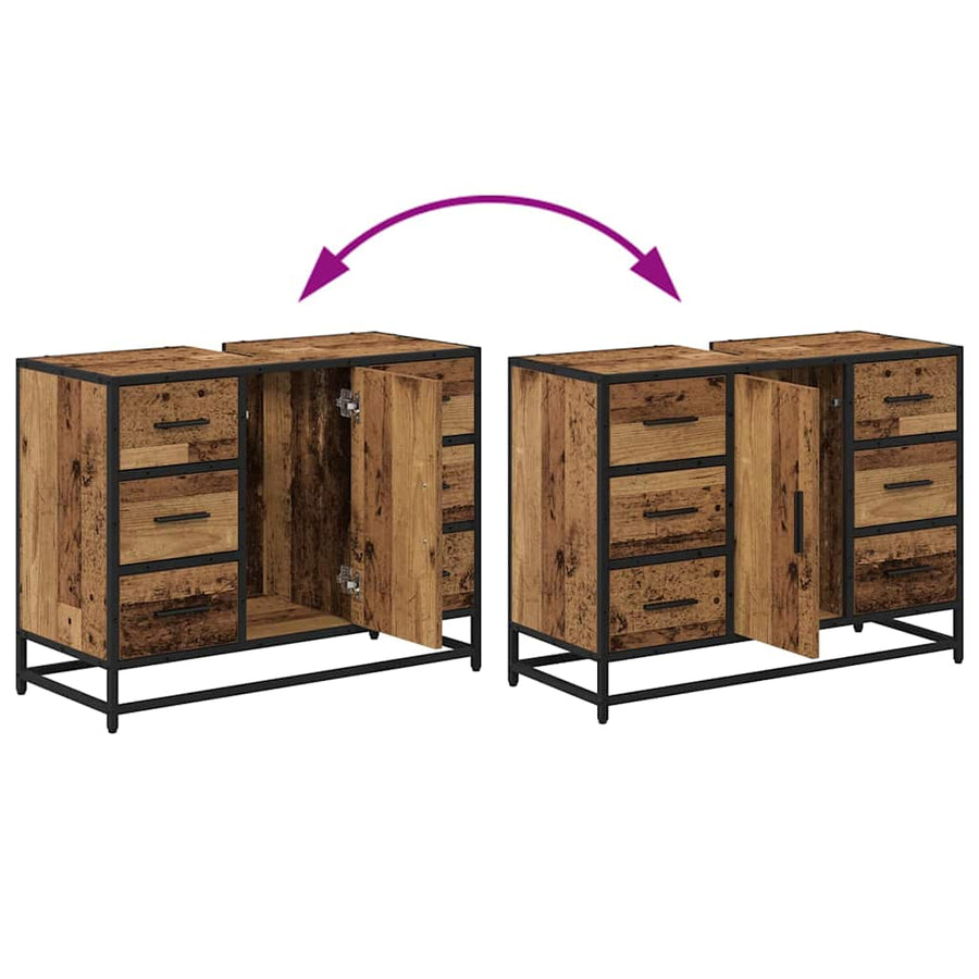 Badkamermeubelset Met Lade 3 Pcs 35 X 37.5 X 188.5 Cm Oud hout