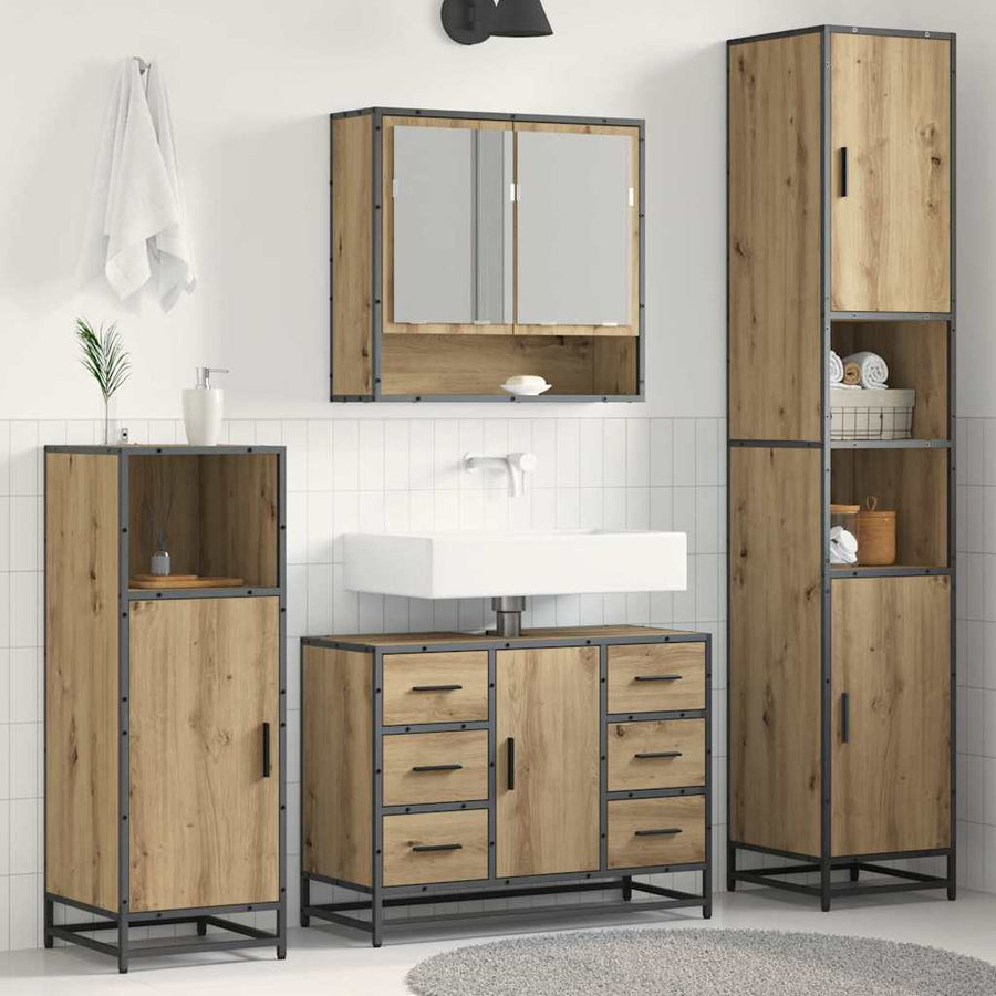 Badkamermeubelset Met Lade 3 Pcs Artisanaal Eikenkleurig