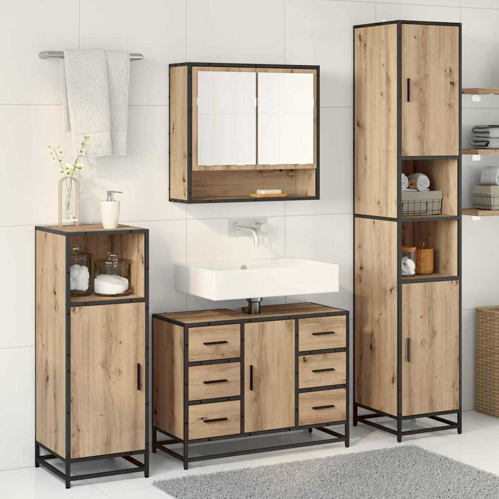 Badkamermeubelset Met Lade 3 Pcs Artisanaal Eikenkleurig