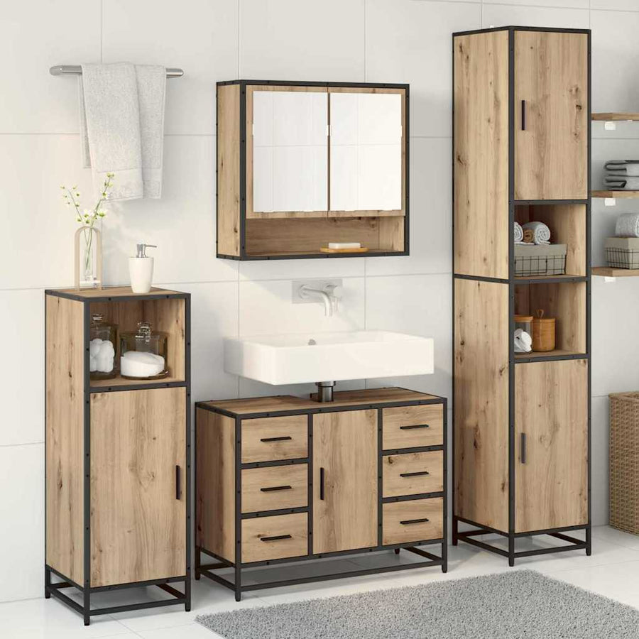 Badkamermeubelset Met Lade 3 Pcs Artisanaal Eikenkleurig