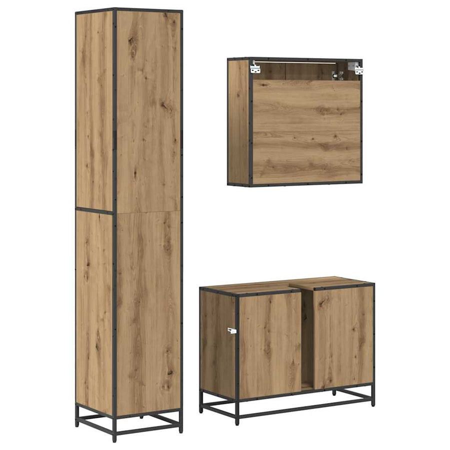 Badkamermeubelset Met Lade 3 Pcs Artisanaal Eikenkleurig
