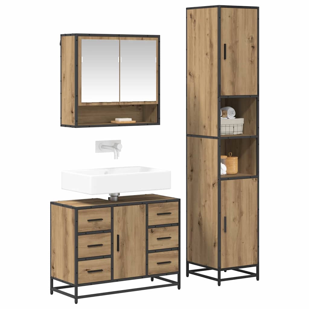 Badkamermeubelset Met Lade 3 Pcs Artisanaal Eikenkleurig