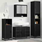 Bathroom furniture set with drawer 3 pcs Black Oak Engineered wood
