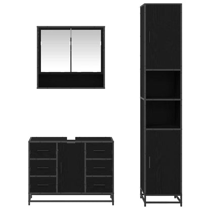 Badkamermeubelset 3 pcs Zwart eiken 35 x 37.5 x 188.5 cm