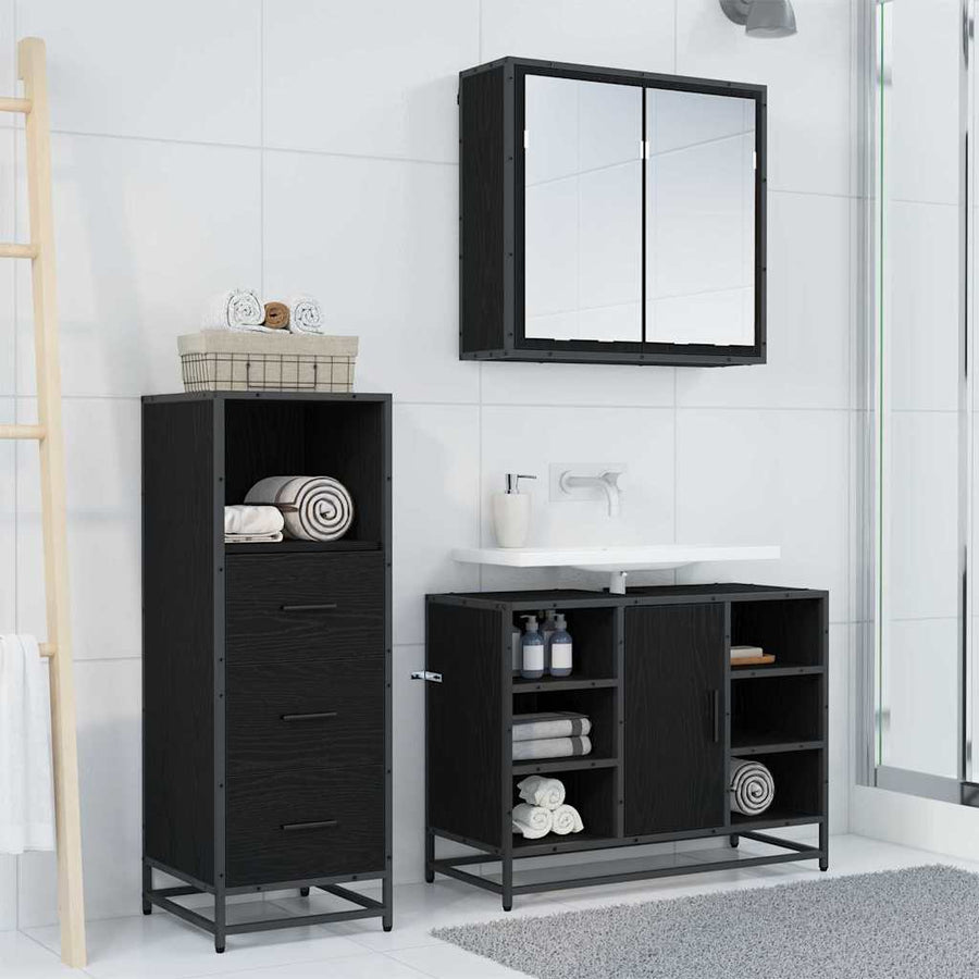 Badkamermeubelset met lade 3 pcs Oud Hout Bewerkt hout