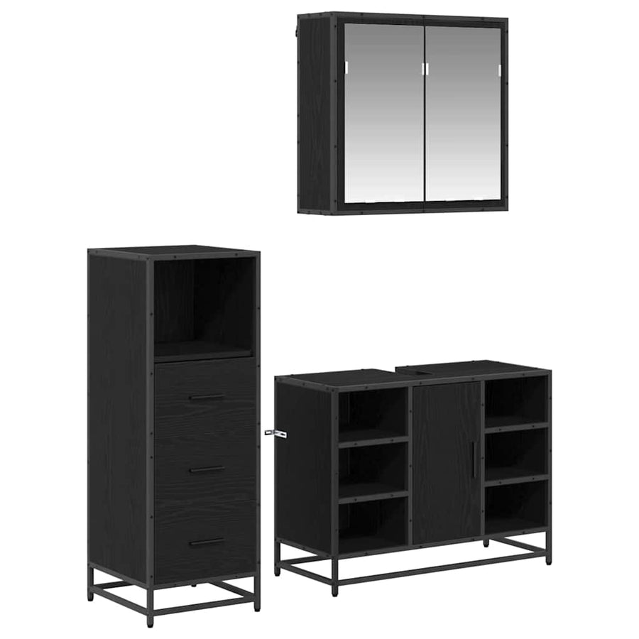 Badkamermeubelset met lade 3 pcs Oud Hout Bewerkt hout