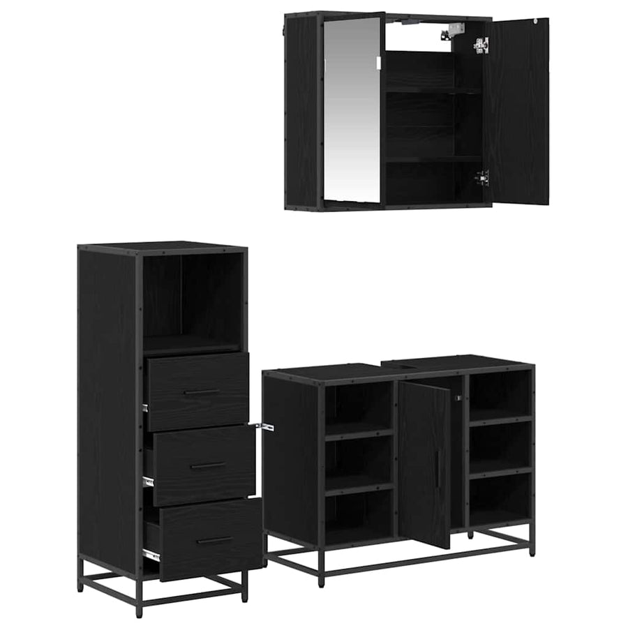 Badkamermeubelset met lade 3 pcs Oud Hout Bewerkt hout
