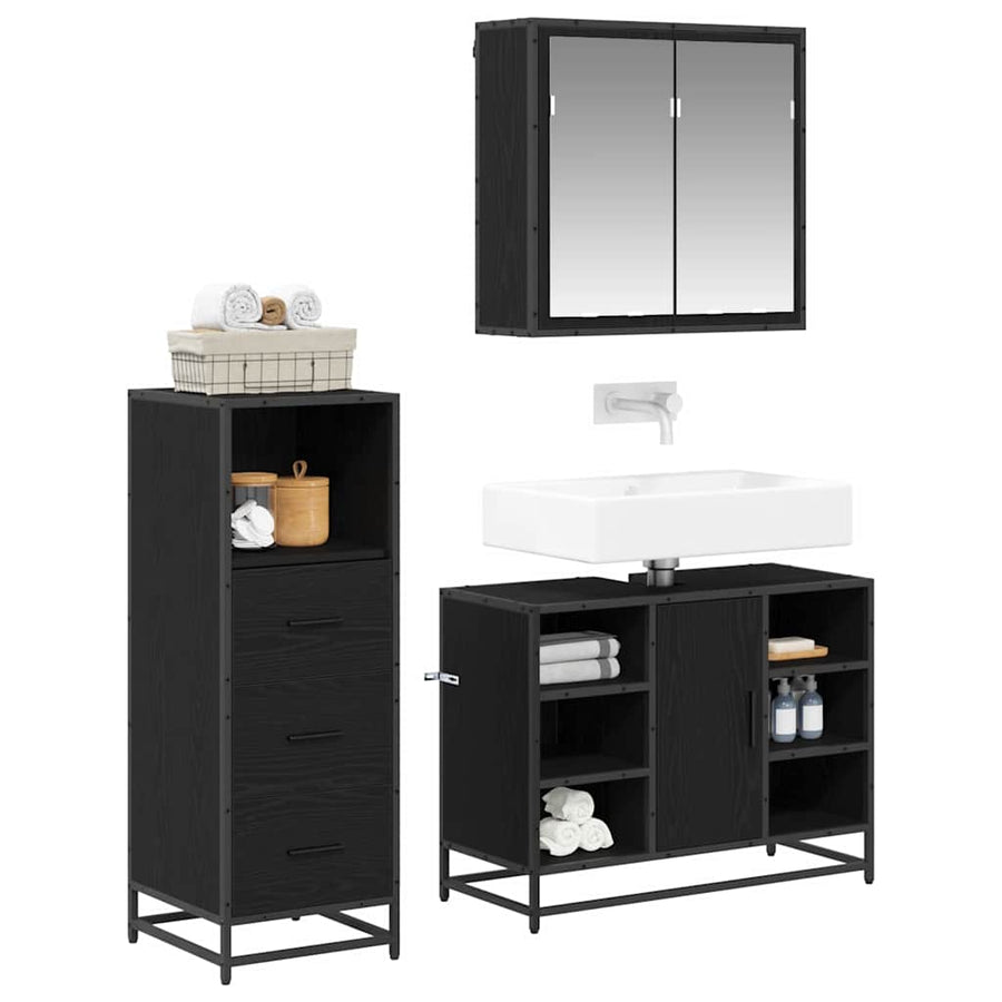Badkamermeubelset met lade 3 pcs Oud Hout Bewerkt hout