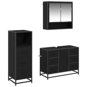 Badkamermeubelset 3-delig zwart eiken 80x33x60 cm