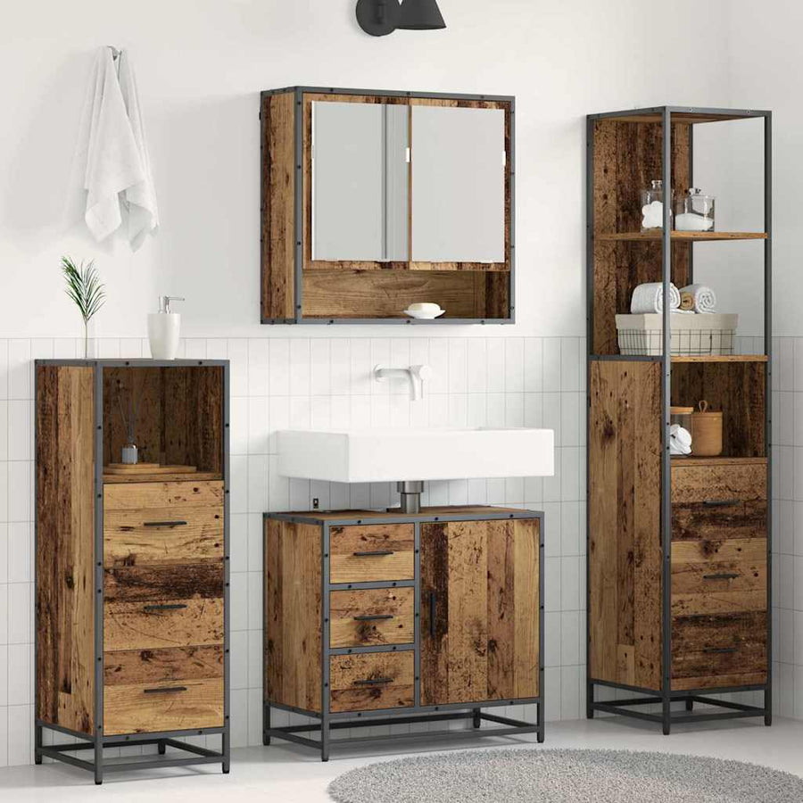 Badkamermeubelset 4 pcs Oud hout 65 x 33 x 60 cm Bewerkt hout