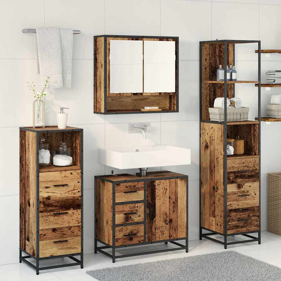 Badkamermeubelset 4 pcs Oud hout 65 x 33 x 60 cm Bewerkt hout