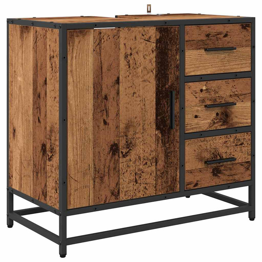 Badkamermeubelset 4 pcs Oud hout 65 x 33 x 60 cm Bewerkt hout