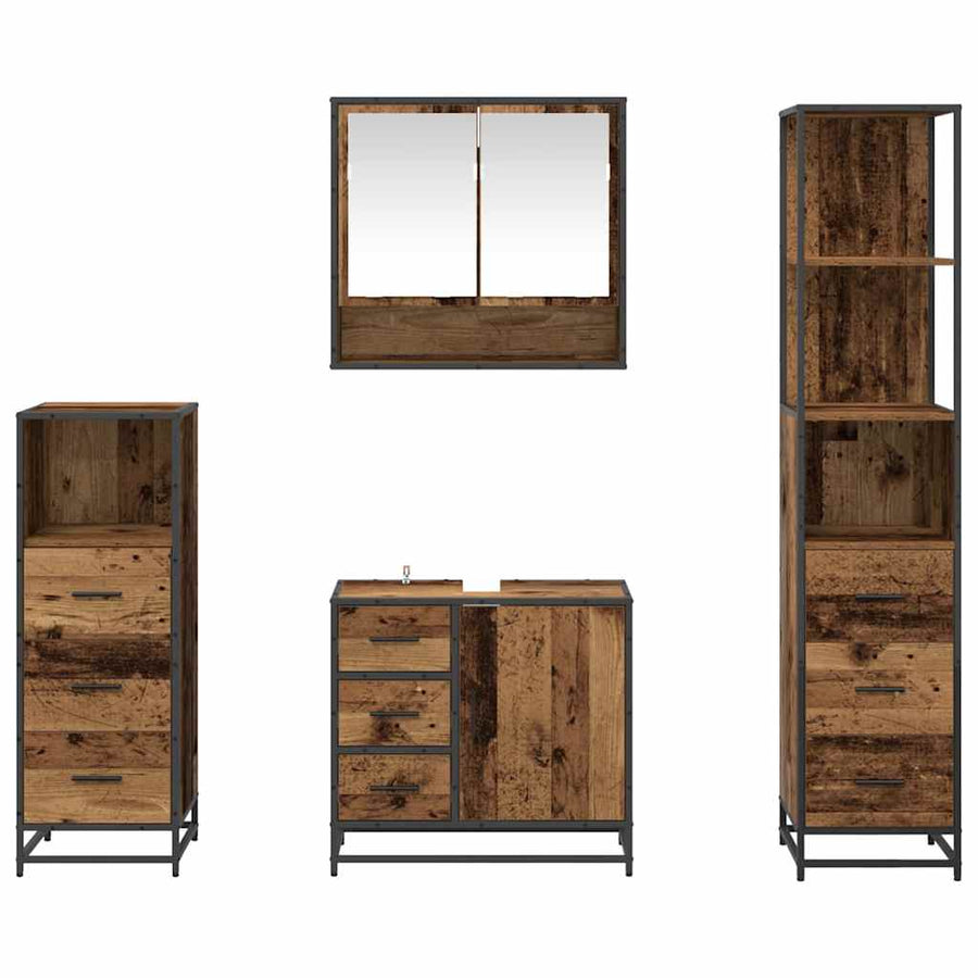 Badkamermeubelset 4 pcs Oud hout 65 x 33 x 60 cm Bewerkt hout