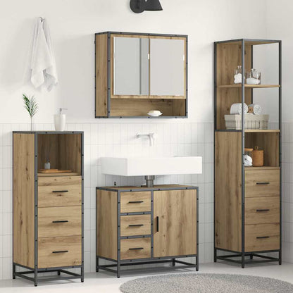 Badkamermeubelset met lade 4 pcs Artisan Eiken Bewerkt hout