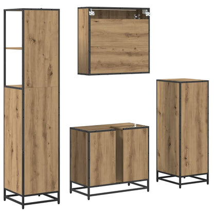 Badkamermeubelset met lade 4 pcs Artisan Eiken Bewerkt hout