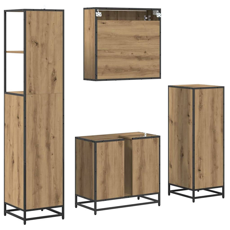 Badkamermeubelset met lade 4 pcs Artisan Eiken Bewerkt hout