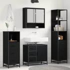 Bathroom furniture set with drawer 4 pcs Black Oak Engineered wood