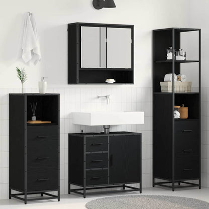 Badkamermeubelset met lade 4 pcs Zwart eiken 65 x 33 x 60 cm