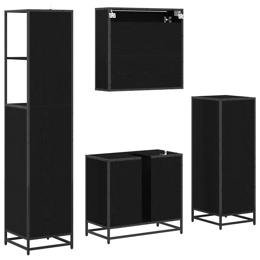 Badkamermeubelset met lade 4 pcs Zwart eiken 65 x 33 x 60 cm