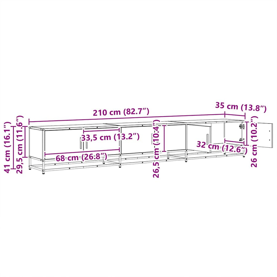 TV-kast Oud hout 210 x 35 x 41 cm Bewerkt hout