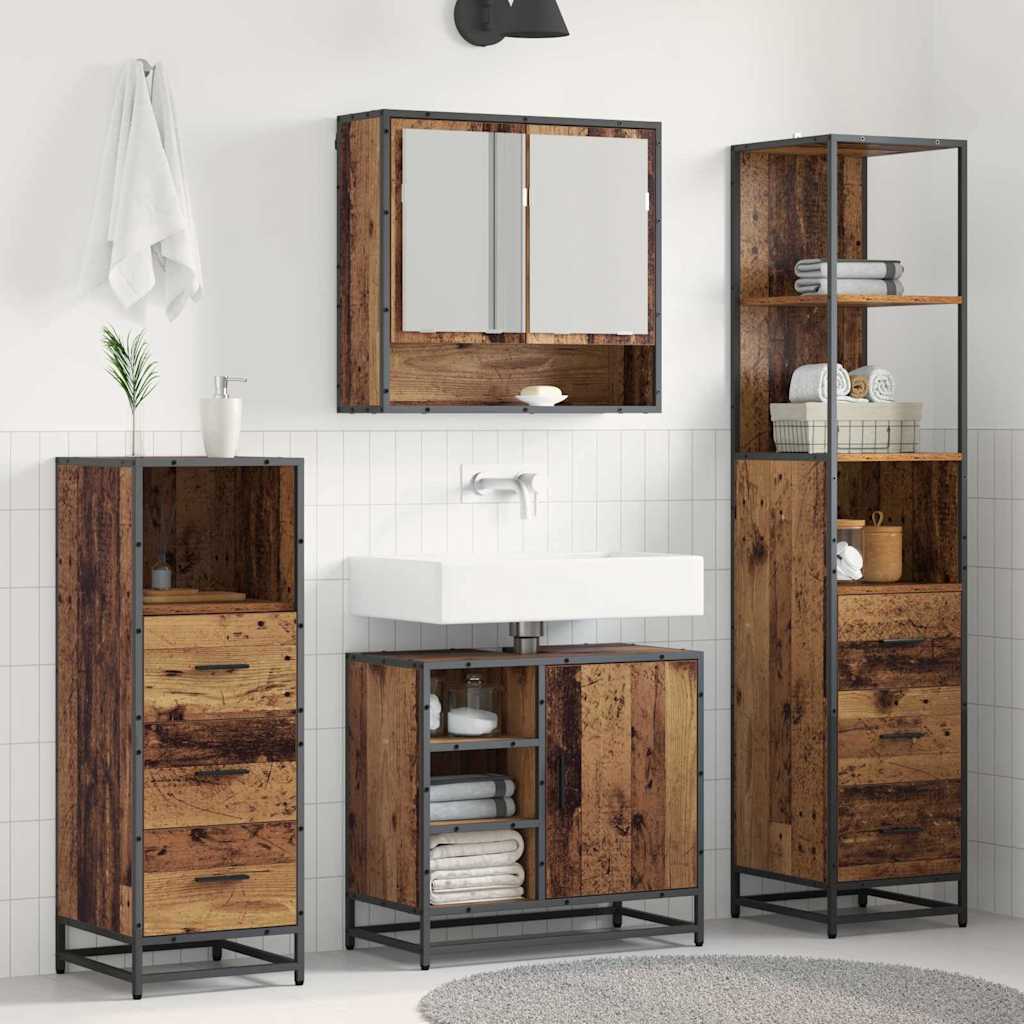 Badkamermeubelset met lade 3 pcs Oud Hout Bewerkt hout