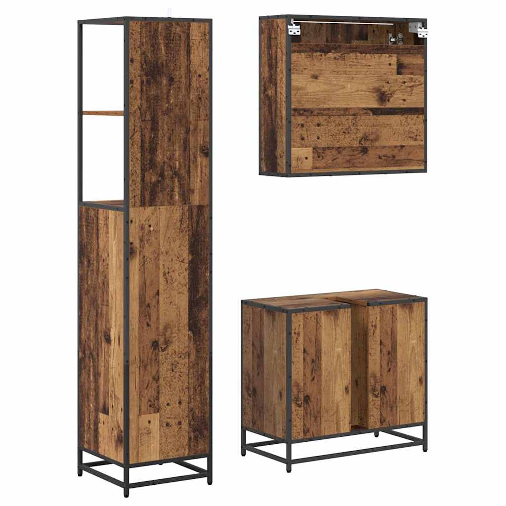 Badkamermeubelset met lade 3 pcs Oud Hout Bewerkt hout