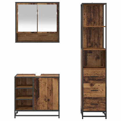 Badkamermeubelset met lade 3 pcs Oud Hout Bewerkt hout