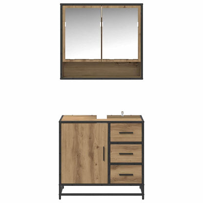 Badkamermeubelset met lade 2 pcs Artisan Eiken Bewerkt hout