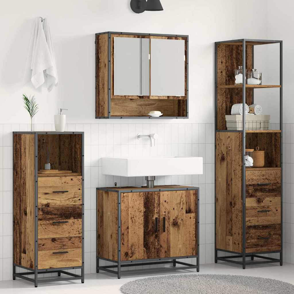 Badkamermeubelset 4 pcs Oud hout 65 x 33 x 60 cm Bewerkt hout