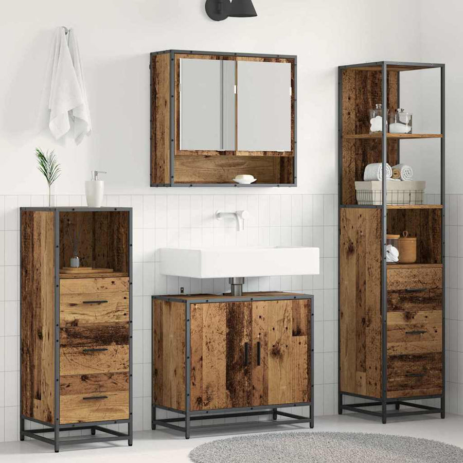 Badkamermeubelset 4 pcs Oud hout 65 x 33 x 60 cm Bewerkt hout