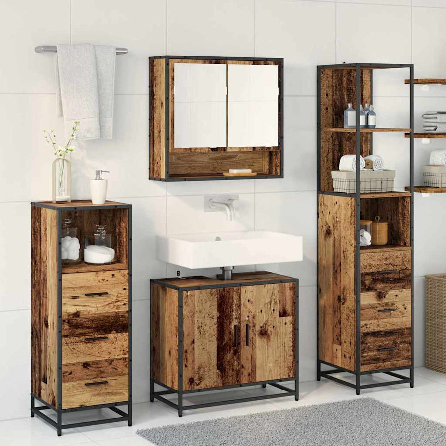 Badkamermeubelset 4 pcs Oud hout 65 x 33 x 60 cm Bewerkt hout