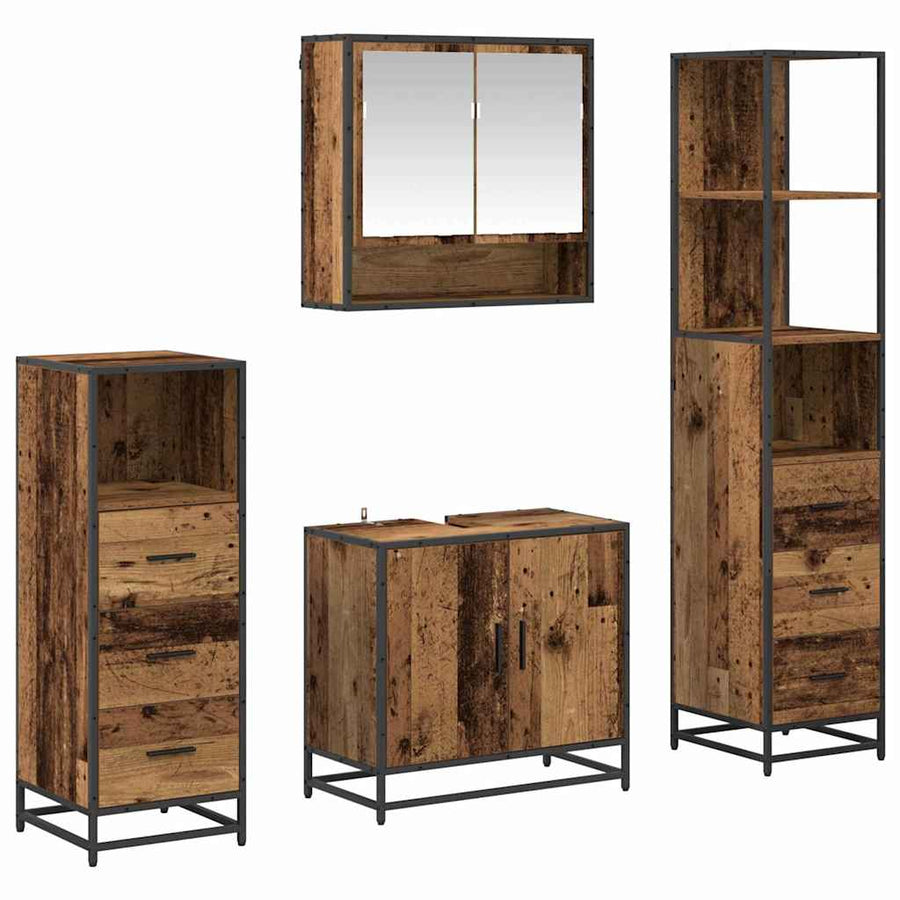 Badkamermeubelset 4 pcs Oud hout 65 x 33 x 60 cm Bewerkt hout
