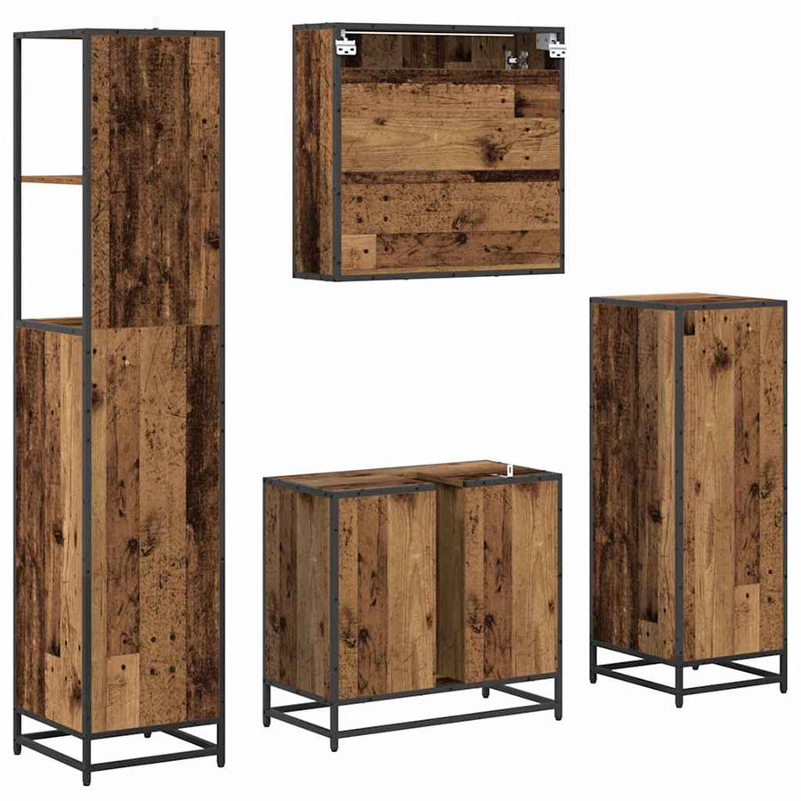 Badkamermeubelset 4 pcs Oud hout 65 x 33 x 60 cm Bewerkt hout