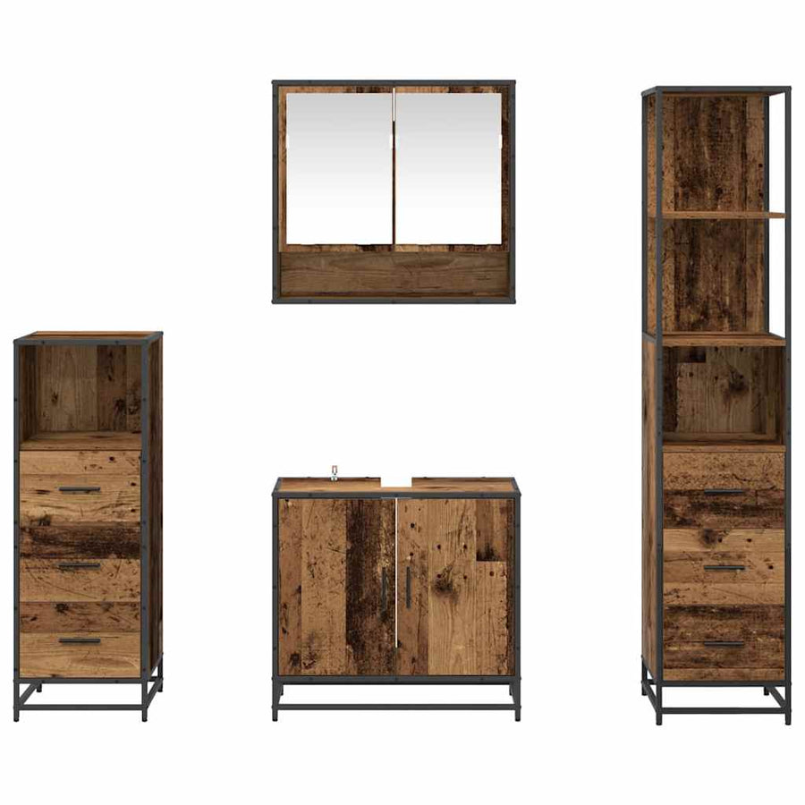 Badkamermeubelset 4 pcs Oud hout 65 x 33 x 60 cm Bewerkt hout