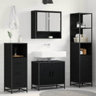 Bathroom furniture set with drawer 4 pcs Black Oak Engineered wood